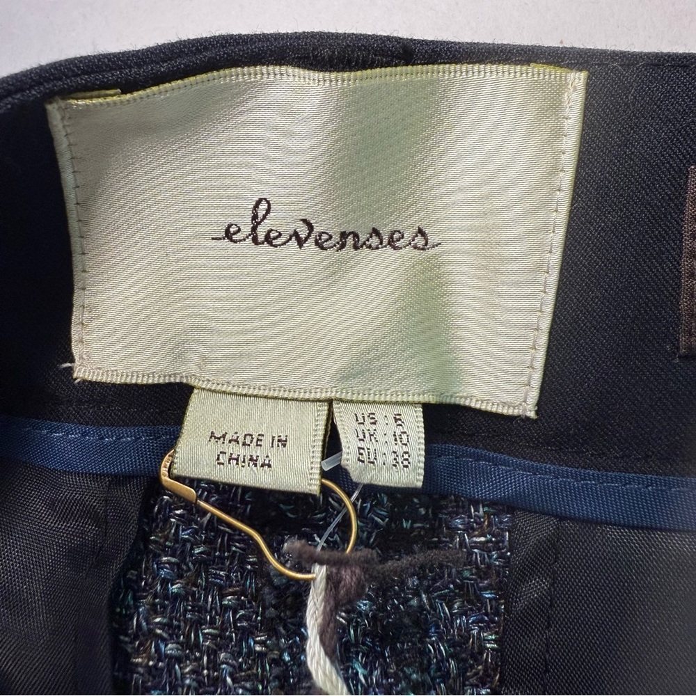 Anthropologie Elevenses The Brighton Trouser Pants in Blue Tweed Size 6 NWT - Picture 4 of 10